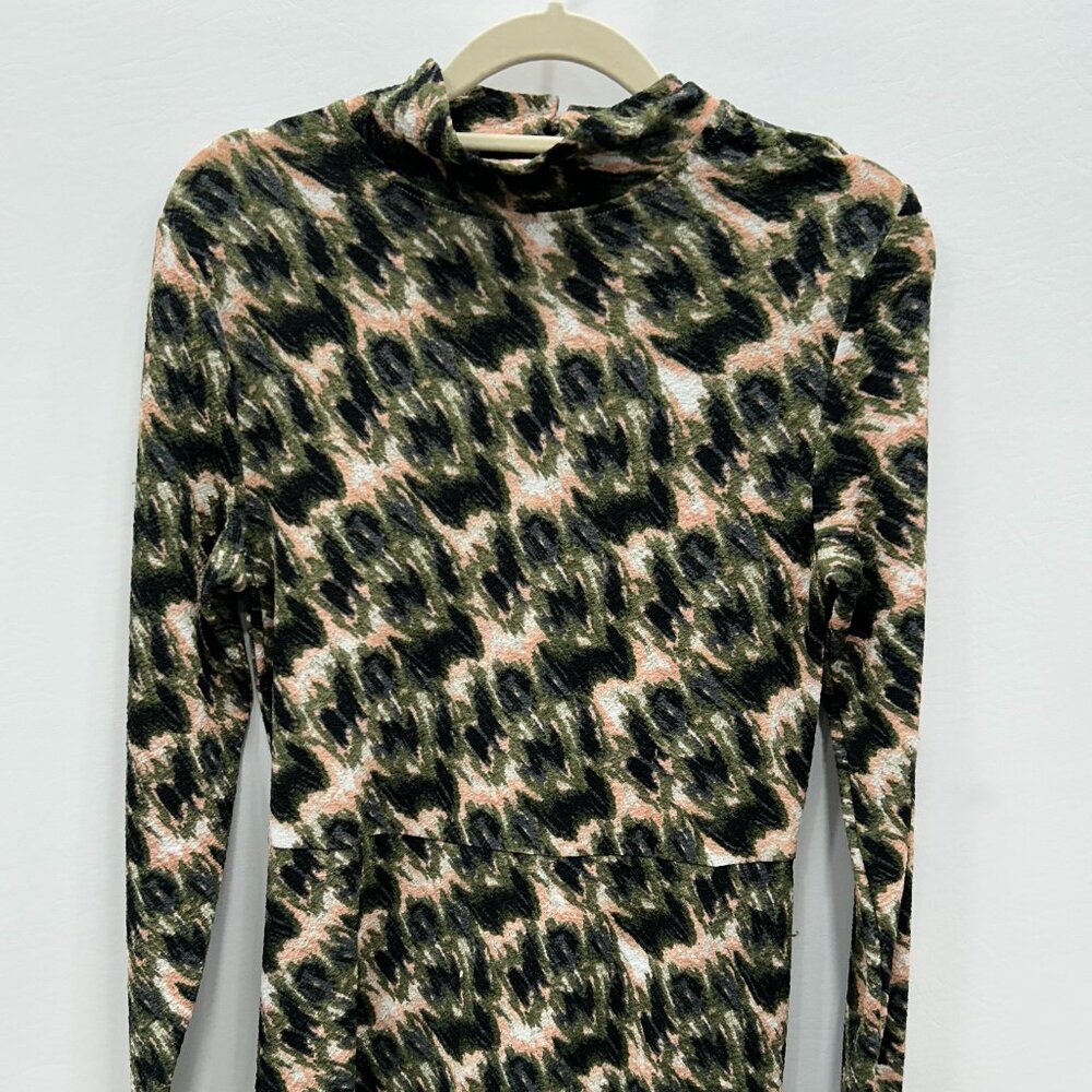 Rachel Comey Black and Beige Abstract-Print Long-Sleeve Midi Dress - Picture 3 of 12